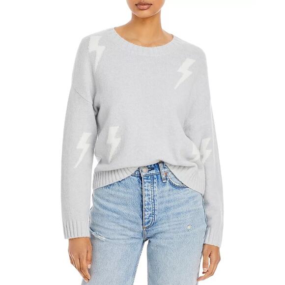 Rails Women Grey Cable Knit Lightning Bolt Perci Relaxed Crewneck Sweater Size S - Picture 1 of 6